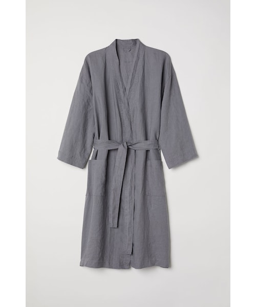H&M（エイチ・アンド・エム）の「H&M ウォッシュリネンドレッシングガウン グレー（ルームウェア/パジャマ）」 WEAR
