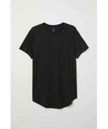 H&M | H&M - ロングフィットTシャツ - ブラック(Tシャツ/カットソー)