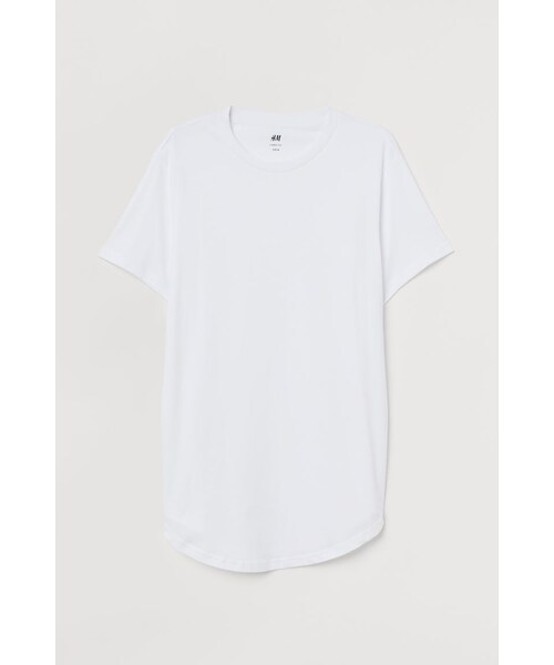 H M エイチ アンド エム の H M ロングフィットtシャツ ホワイト Tシャツ カットソー Wear