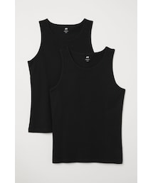 H&M | H&M - レギュラーフィットタンクトップ 2枚セット - ブラック(Tシャツ/カットソー)