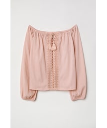 H&M | H&M - レースディテール オフショルダートップス - ピンク(シャツ/ブラウス)