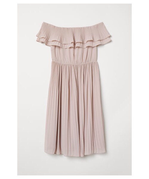 H M エイチ アンド エム の H M プリーツワンピース ピンク ワンピース Wear