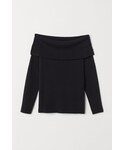 H&M | H&M - オフショルダーセーター - ブラック(針織衫)