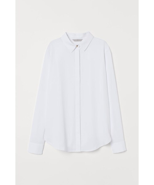 H&M(エイチ・アンド・エム)の「H&M - 長袖ブラウス - ホワイト(ブルゾン・レディース・ホワイト・42/42T/32/34/36/40/44/46/38)」の1枚目の写真