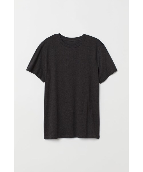 H&M（エイチ・アンド・エム）の「H&M - レギュラーフィット ラウンドネックTシャツ - ブラック（Tシャツ/カットソー）」 - WEAR