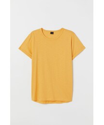 H&M | H&M - スラブジャージーTシャツ - イエロー(Tシャツ/カットソー)
