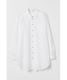 H&M | H&M - リネンブレンド ロングシャツ - ホワイト(シャツ/ブラウス)