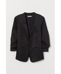 H&M - リネンブレンドジャケット - ブラック