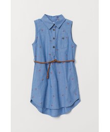 H&M | H&M - ノースリーブシャツドレス - ブルー(ワンピース)