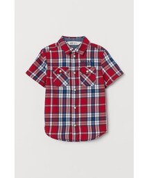 H&M - チェックコットンシャツ - レッド