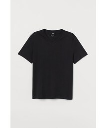 H&M | H&M - レギュラーフィット VネックTシャツ - ブラック(Tシャツ/カットソー)