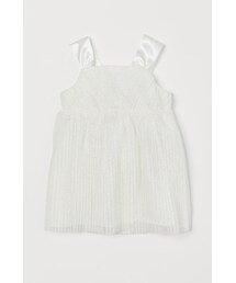 H&M | H&M - プリーツチュールワンピース - ホワイト(ワンピース)