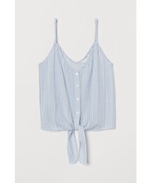 H&M | H&M - タイフロントキャミトップス - ブルー(ベスト)