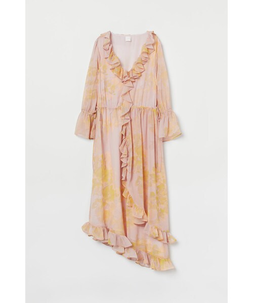 H M エイチ アンド エム の H M ラッフルワンピース ピンク ワンピース Wear