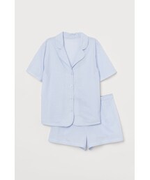 H&M - パジャマ シャツ&ショートパンツ - ブルー