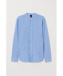 H&M | H&M - レギュラーフィット グランドファーザーシャツ - ブルー(シャツ/ブラウス)