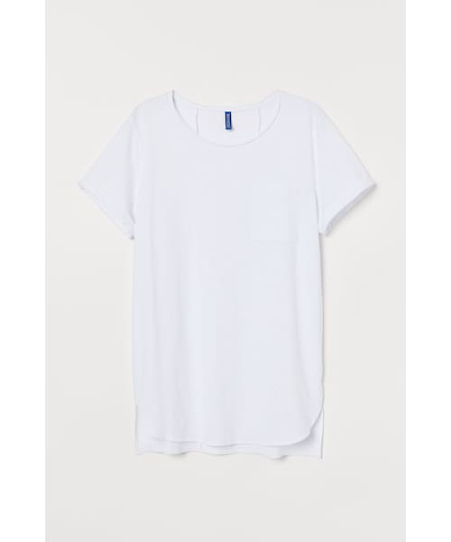 H&M(エイチ・アンド・エム)の「H&M - ロングTシャツ - ホワイト(Tシャツ/カットソー・メンズ・ホワイト・XS/M/L/XXL/XL)」の1枚目の写真