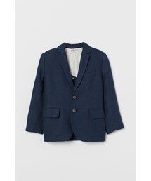 H&M | H&M - リネンブレンドジャケット - ブルー(テーラードジャケット)