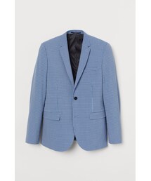 H&M | H&M - スキニーフィット チェックジャケット - ブルー(テーラードジャケット)