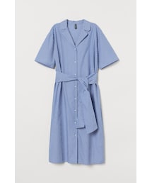 H&M | H&M - コットンシャツドレス - ブルー(ワンピース)