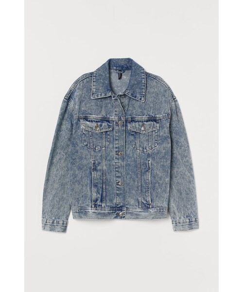 H&M(エイチ・アンド・エム)の「H&M - ボクシーデニムジャケット - ブルー(デニムジャケット・レディース・ブルー・XS/M)」の1枚目の写真
