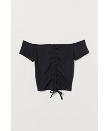 H&M | H&M - オフショルダー クロップドトップス - ブラック(シャツ/ブラウス)