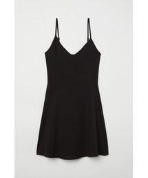 H&M | H&M - ジャージーショートワンピース - ブラック(ワンピース)