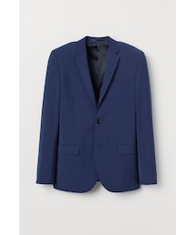 H&M | H&M - スキニーフィット ウールブレンドジャケット - ブルー(テーラードジャケット)