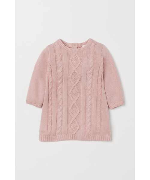 H M エイチ アンド エム の H M ケーブルニットワンピース ピンク ワンピース Wear