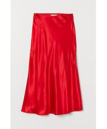 H&M | H&M - サテンスカート - レッド(スカート)