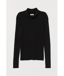 H&M | H&M - リブニット タートルネックセーター - ブラック(ニット/セーター)