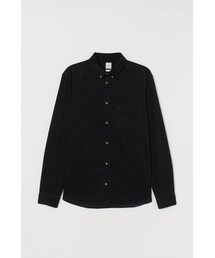H&M - レギュラーフィット コーデュロイシャツ - ブラック