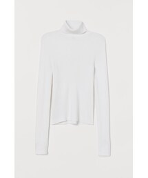 H&M | H&M - リブニット タートルネックセーター - ホワイト(ニット/セーター)