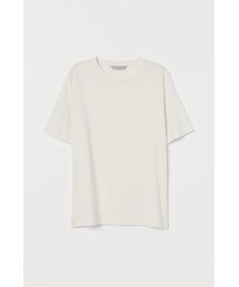 H&M | H&M - シルクブレンドTシャツ - ホワイト(Tシャツ/カットソー)