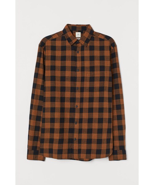 H&M(エイチ・アンド・エム)の「H&M - レギュラーフィット コットンシャツ - ベージュ(シャツ/ブラウス・メンズ・ベージュ・S/M/L/XL/XS)」の1枚目の写真