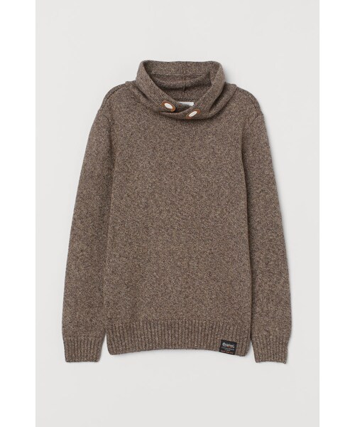 H&M（エイチ・アンド・エム）の「H&M ファネルカラーセーター ベージュ（ニット/セーター）」 WEAR