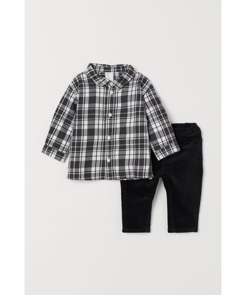 H M エイチ アンド エム の H M シャツ コーデュロイパンツ ブラック シャツ ブラウス Wear