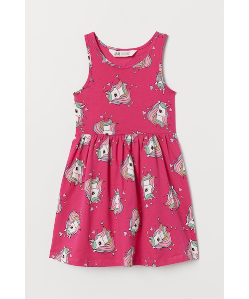 H M エイチ アンド エム の H M パターンジャージーワンピース ピンク ワンピース Wear