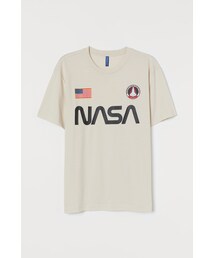 H&M | H&M - プリントTシャツ - ベージュ(Tシャツ/カットソー)