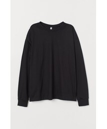H&M | H&M - コットンジャージートップス - ブラック(スウェット)