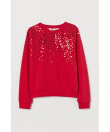 H&M - スパンコールスウェットシャツ - レッド