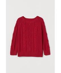 H&M | H&M - ケーブルニットセーター - レッド(ニット/セーター)
