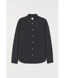H&M | H&M - レギュラーフィット コットンシャツ - ブラック(シャツ/ブラウス)