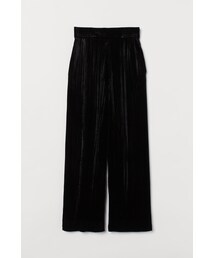 H&M | H&M - シルクブレンドベルベットパンツ - ブラック(その他パンツ)