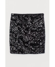 H&M | H&M - スパンコールベロアスカート - ブラック(スカート)