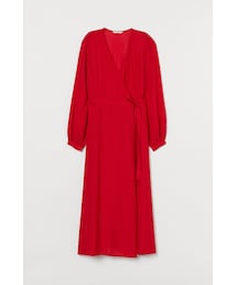 H&M | H&M - Vネックラップドレス - レッド(ワンピース)
