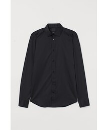 H&M | H&M - スリムフィット ストレッチシャツ - ブラック(シャツ/ブラウス)