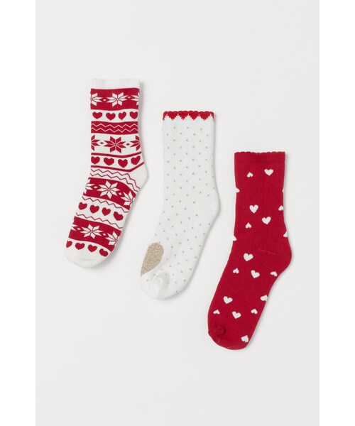 H M エイチ アンド エム の H M パイルソックス 3足セット レッド ソックス 靴下 Wear