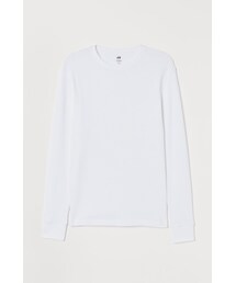 H&M | H&M - ワッフルジャージートップス - ホワイト(Tシャツ/カットソー)