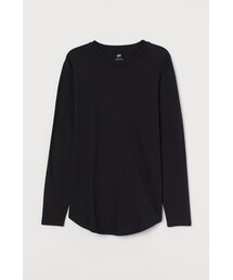 H&M | H&M - ロングフィット 長袖トップス - ブラック(Tシャツ/カットソー)